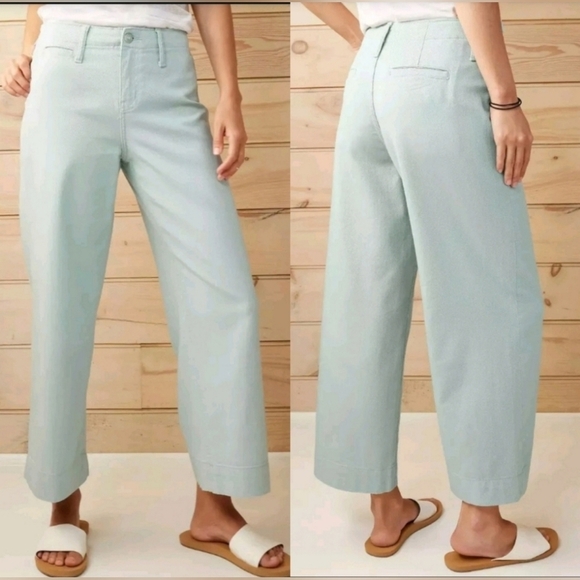 A NEW DAY Wide-Leg Crop High Rise Pants Aqua Size 4 - Picture 2 of 5